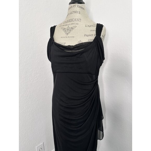 Alex Evenings Maxi Cold Shoulder Dress, Mother of Bride. Black. Size14P NWT - Picture 3 of 9